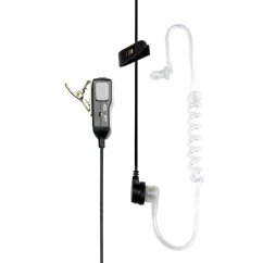 Sluchátko do ucha s transparentním zvukovodem (security) MA 31L, samostatný mikrofon s PTT a přepínačem VOX (3.5/2.5 mm jack, rohový)