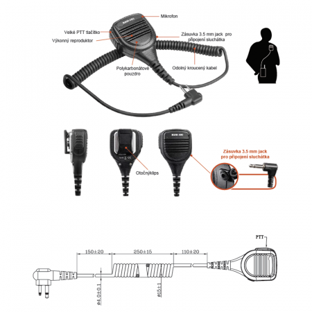 Externí mikrofon s reproduktorem RSM-300, zásuvka pro sluchátko 3.5 mm pro CP Commercial/DP1400