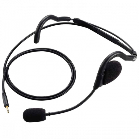Headset s uchycením za hlavou, pružný mikrofon